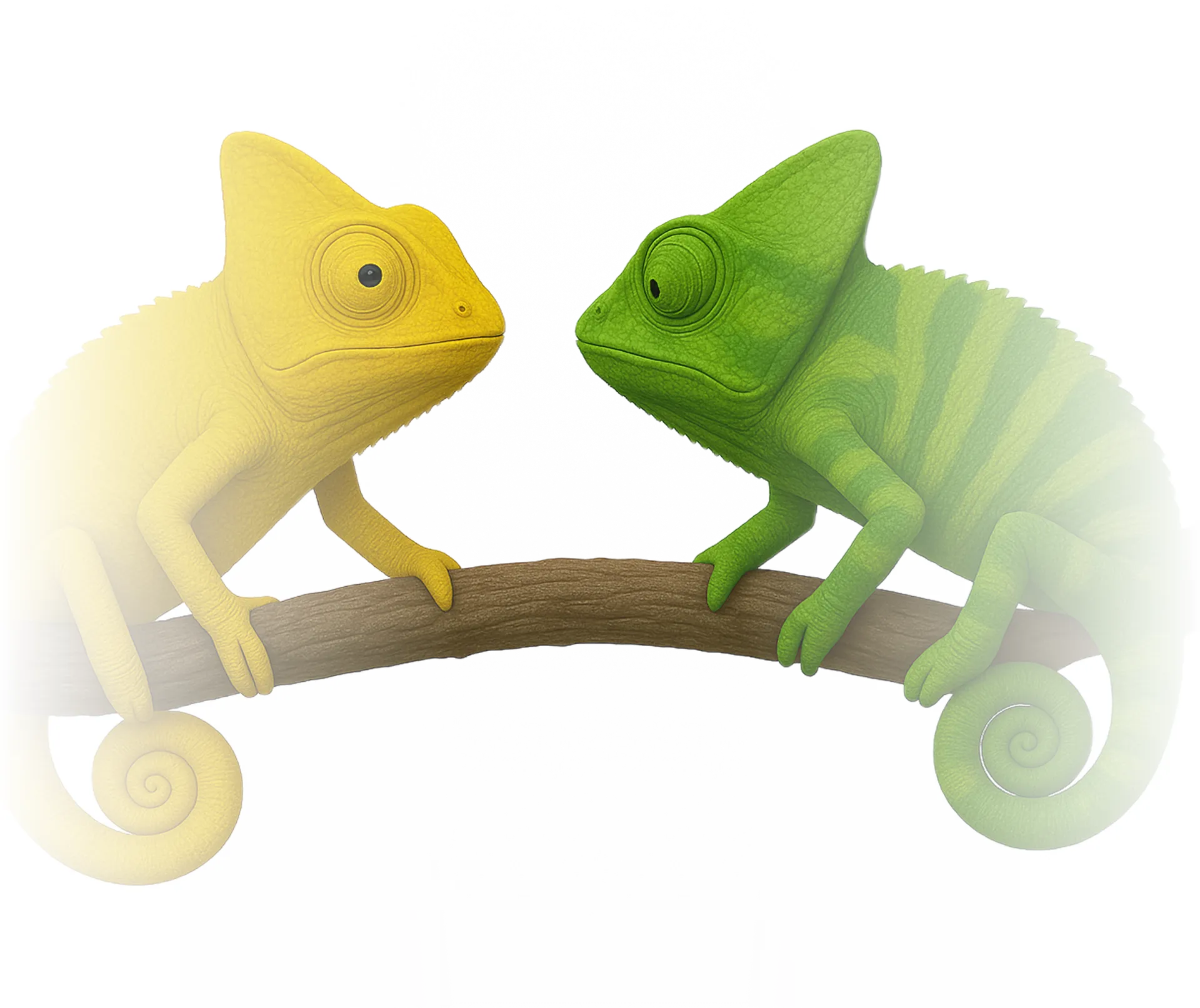 Cute Yellow and Green Chameleons