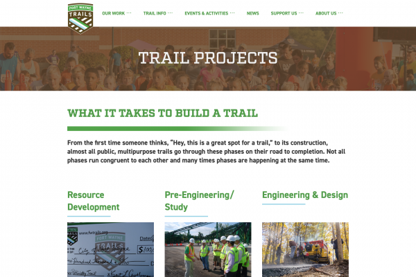 A screenshot of the Fort Wayne Trails website