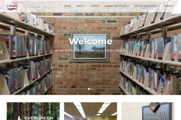 Screenshot of the South Whitley Community Public Library Homepage