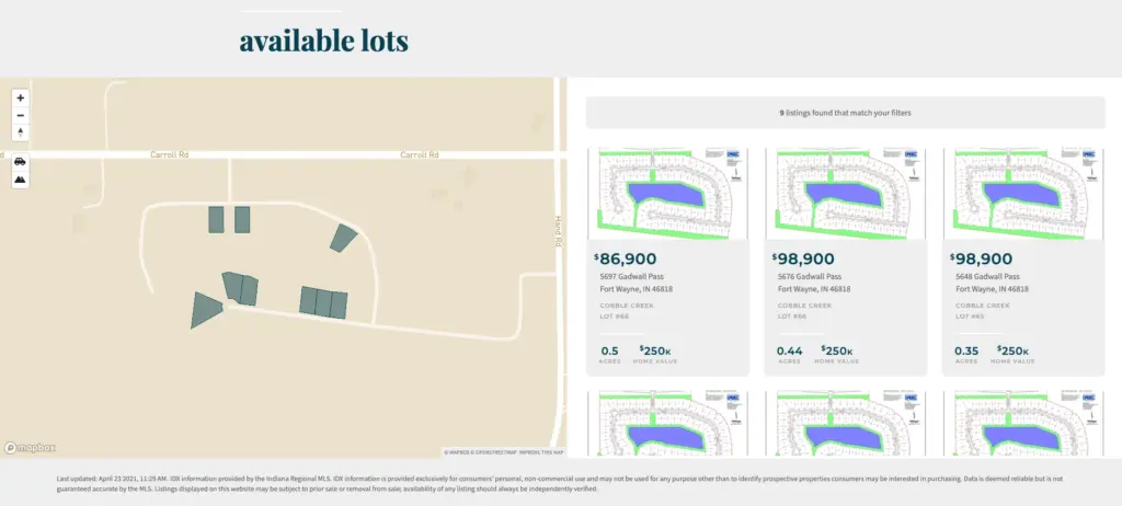 A screenshot showing the outline of lots in a new development.